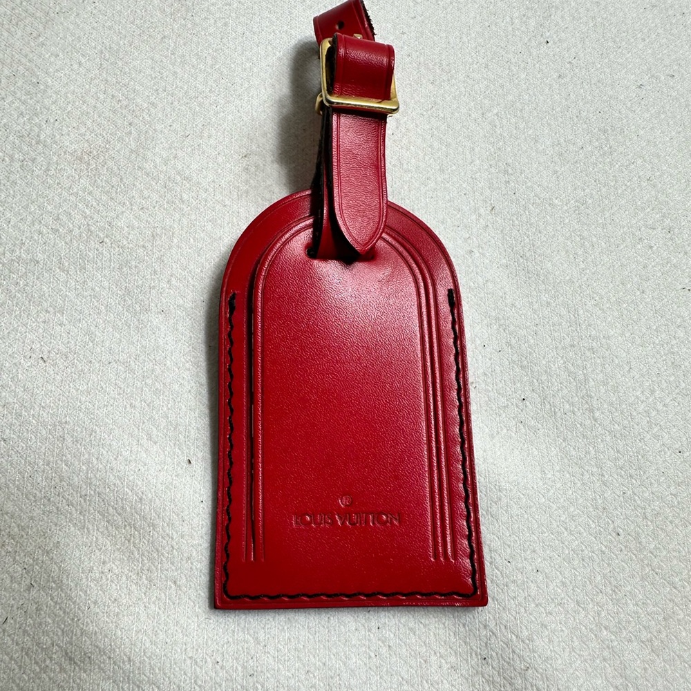 Louis Vuitton Red Leather Luggage Tag